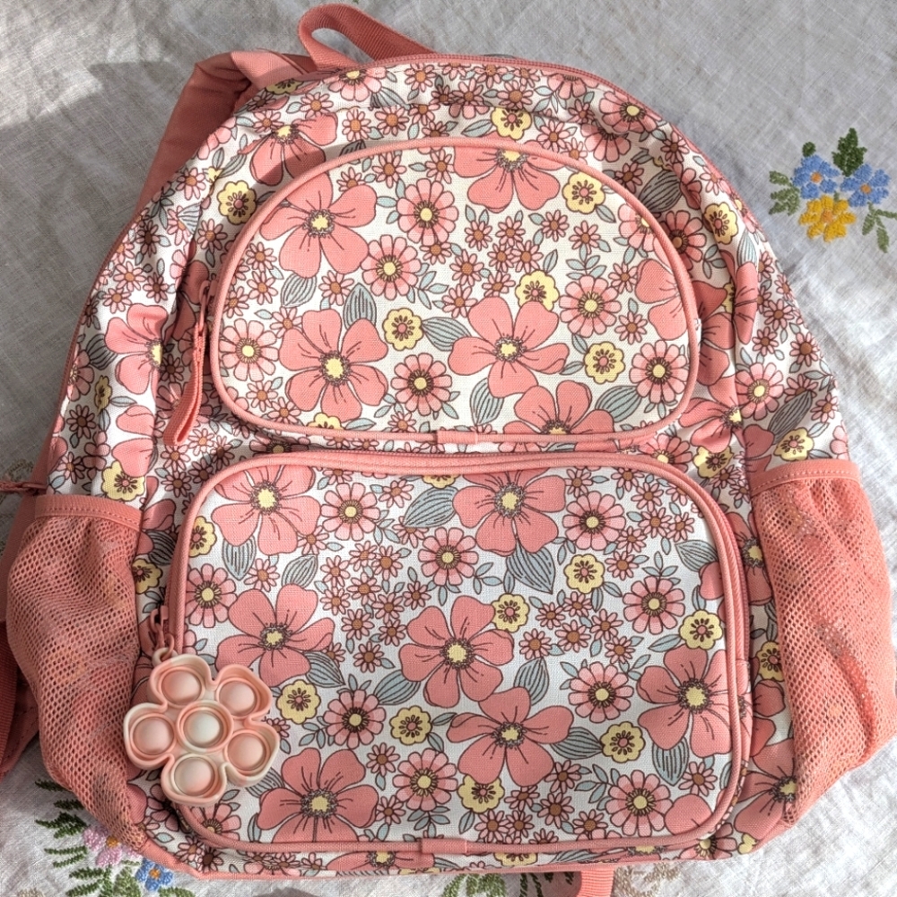 Cat & Jack Floral Peach Backpack 16"